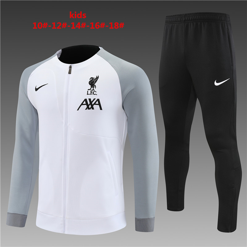 Kids Liverpool 22/23 Tracksuit - White/Grey